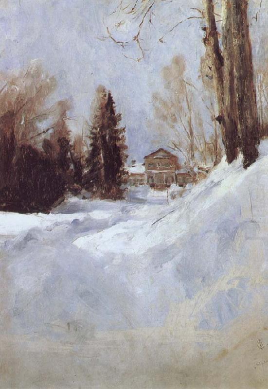 Winter in Abramtsevo-A House, Valentin Serov